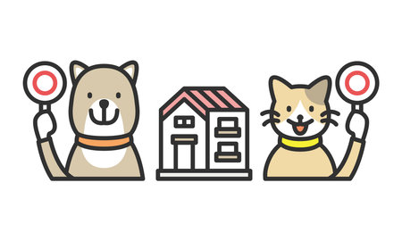 Real Estate Pet-friendly Detached Houses Dogs and Catsのイラスト素材