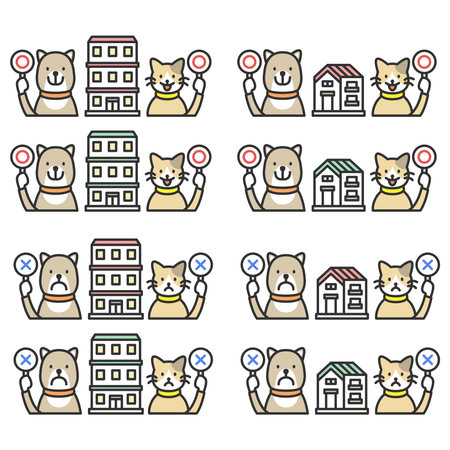 Pet OK Pet NG Real Estate Property Illustration Setのイラスト素材