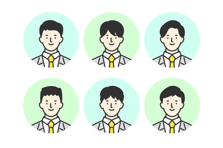 Businessman face male businessperson avatar icon illustration setのイラスト素材