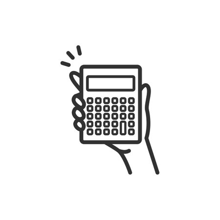 Illustration icon of hand holding calculatorのイラスト素材