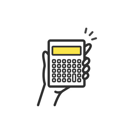 Illustration icon of hand holding calculatorのイラスト素材