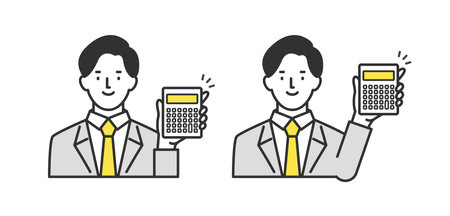 Businessman man holding calculator in handのイラスト素材