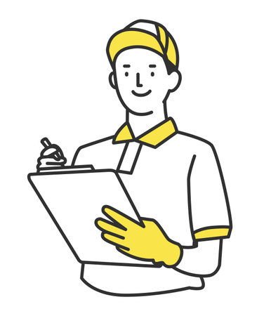 Mover man giving moving estimateのイラスト素材