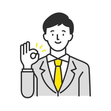 Image illustration of male businessperson confirming in OK poseのイラスト素材