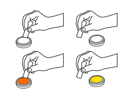 Illustration set of hands holding judges Hand pose Vermilion meatのイラスト素材