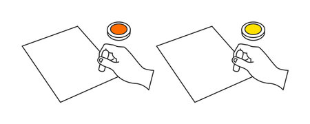 Image set holding a paper and stamping it on paperのイラスト素材