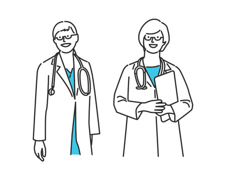 Illustration of female doctor wearing glasses, female doctorのイラスト素材