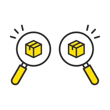 Magnifying glass icon to search for packages Package search Search for delivery statusのイラスト素材