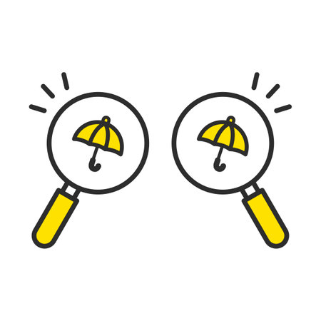 Magnifying glass icon to search for rain forecast. Find out the weather forecast.のイラスト素材