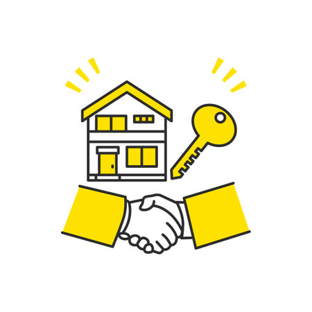 Real Estate Image illustration of contract, receiving keys, and handing over keysのイラスト素材