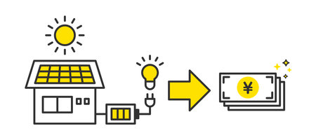 Photovoltaic power generation storage battery power sales imageのイラスト素材