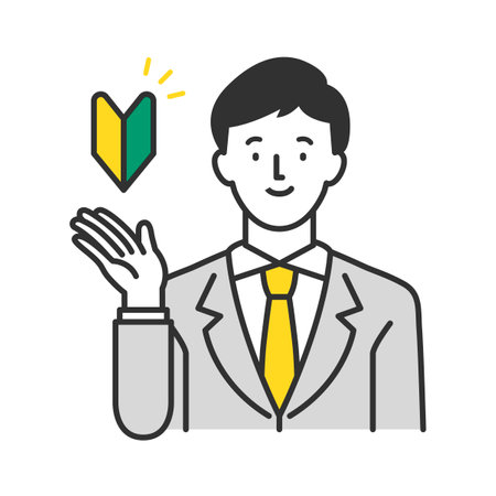 Beginner Mark Businessman Guidingのイラスト素材