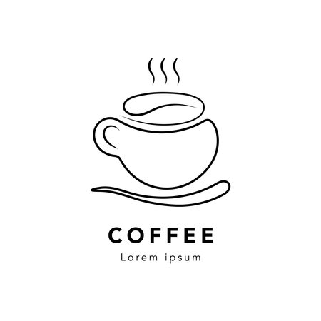 vector continuous line coffee illustration design graphic, minimalist creative logo concept, coffee shop drink logo	by wordspotrayalのイラスト素材