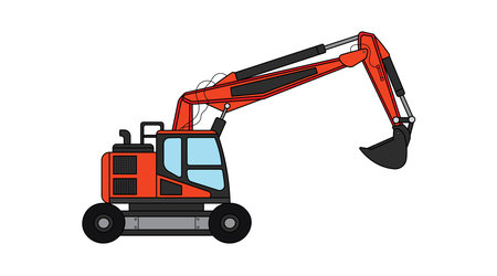 Vector illustration color children construction mini size wheeled excavator construction machine clipart by wordspotrayalのイラスト素材