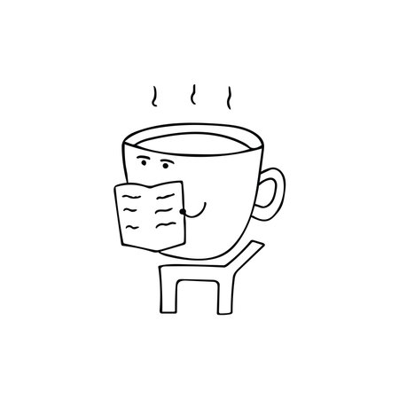 Coffee cup doodle icon. Hand drawn illustration of coffee cup doodle icon for web designのイラスト素材