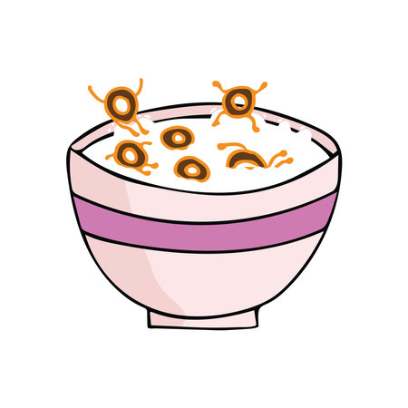funny cereal swim on milk splash vector Cartoon Mascot Character Vector illustration color children cartoon clipart by wordspotrayalのイラスト素材