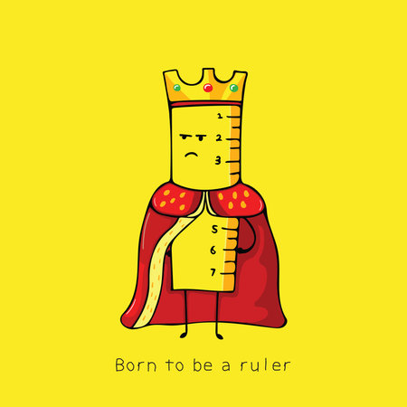 vector illustration funny rulleras a king, born to be a ruler king Mascot Character Vector illustration color children cartoon clipart by wordspotrayalのイラスト素材