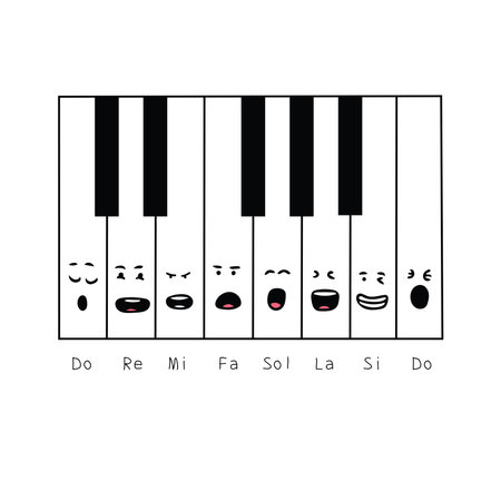 vector illustration cute piano notes Mascot Character Vector illustration color children cartoon clipartのイラスト素材