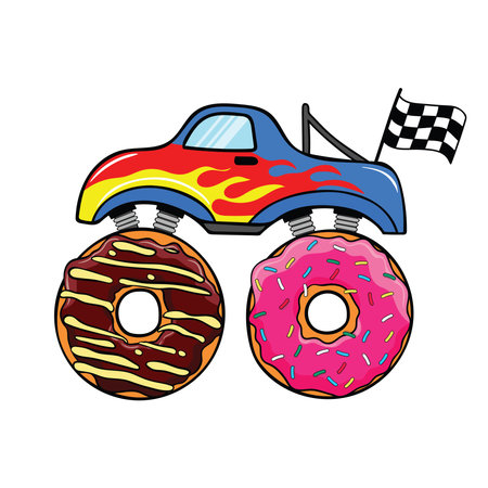 vector illustration cute donut monster truckby wordspotrayalのイラスト素材