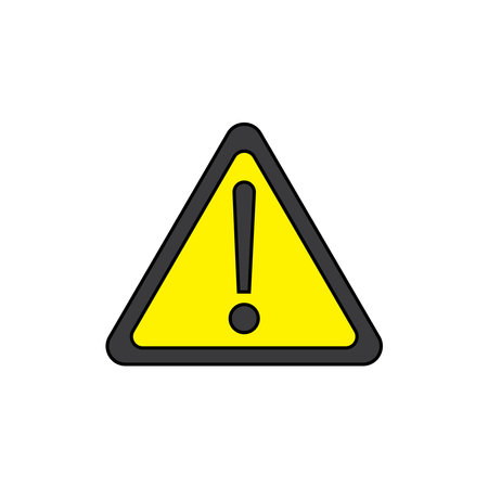 kids drawing Vector illustration Attention icon. Warning sign. Exclamation point flat cartoon isolatedのイラスト素材