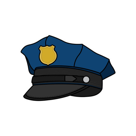 kids drawing Vector illustration Policeman hat. Law officer cap flat cartoon isolatedのイラスト素材