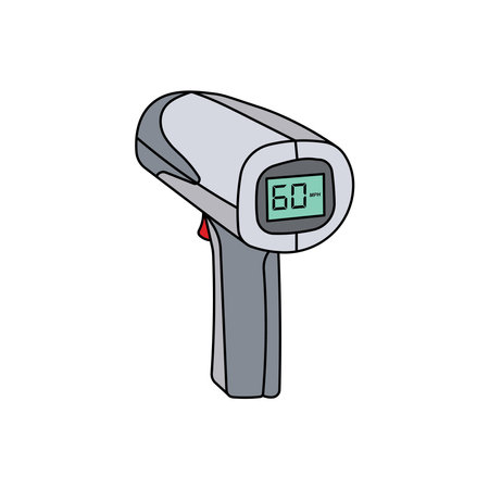 kids drawing Vector illustration speedgun, Speed radar highway flat cartoon isolatedのイラスト素材