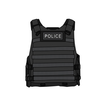 kids drawing Vector illustration police bulletproof vest flat cartoon isolatedのイラスト素材