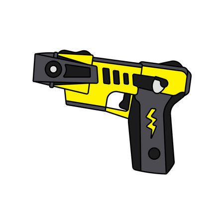 kids drawing Vector illustration stun gun pistols electric flat cartoon isolatedのイラスト素材