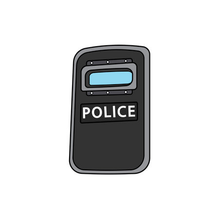 kids drawing Vector illustration Police shield flat cartoon isolatedのイラスト素材