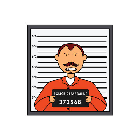 kids drawing Vector illustration Prisoner and Mugshot flat cartoon isolatedのイラスト素材