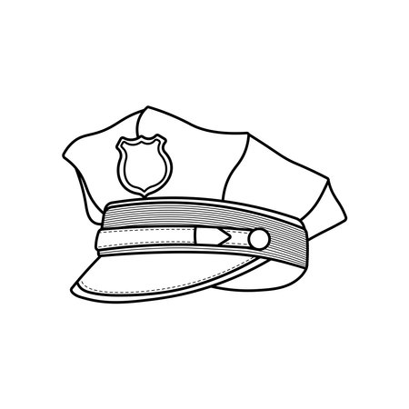Hand drawn kids drawing Vector illustration Policeman hat. Law officer cap flat cartoon isolatedのイラスト素材