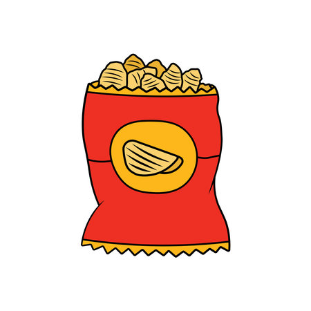 Kids drawing Cartoon Vector illustration potato chips icon Isolated on White Backgroundのイラスト素材