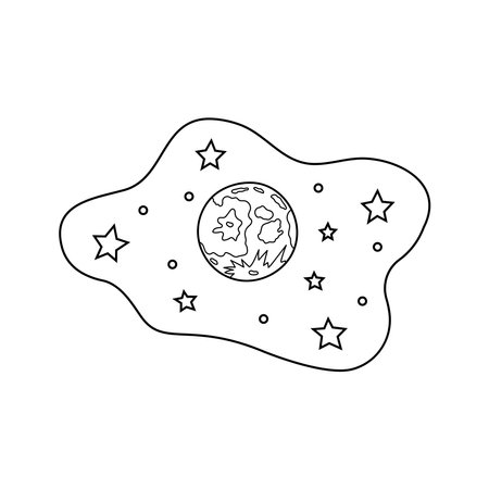 Hand drawn Kids drawing Cartoon Vector illustration moon and stars icon Isolated on White Backgroundのイラスト素材