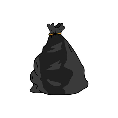 Kids drawing Cartoon Vector illustration trashbag icon Isolated on White Backgroundのイラスト素材