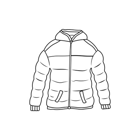 Hand drawn Kids drawing Cartoon Vector illustration winter jacket icon Isolated on White Backgroundのイラスト素材