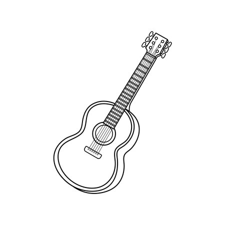 Hand drawn Kids drawing Cartoon Vector illustration guitar icon Isolated on White Backgroundのイラスト素材
