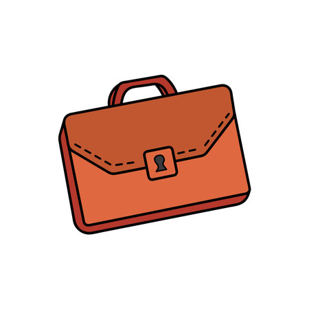 Kids drawing Cartoon Vector illustration brown briefcase icon Isolated on White Backgroundのイラスト素材