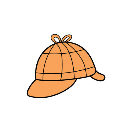 Kids drawing Cartoon Vector illustration Detective Hat icon Isolated on White Backgroundのイラスト素材