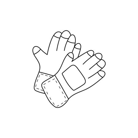 Hand drawn Kids drawing Cartoon Vector illustration cute rubber gloves icon Isolated on White Backgroundのイラスト素材