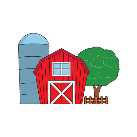 Kids drawing Cartoon Vector illustration cute farmhouse icon Isolated on White Backgroundのイラスト素材