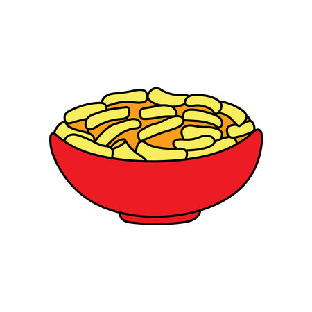 Kids drawing Cartoon Vector illustration mac and cheese icon Isolated on White Backgroundのイラスト素材