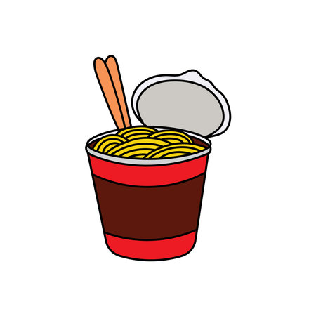 Kids drawing Cartoon Vector illustration cup noodles icon Isolated on White Backgroundのイラスト素材