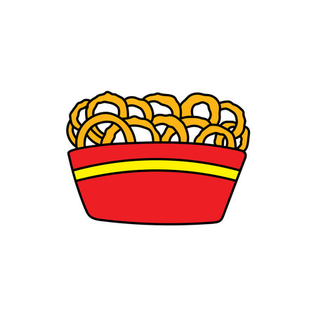 Kids drawing Cartoon Vector illustration fried onion rings icon Isolated on White Backgroundのイラスト素材