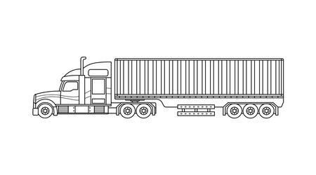 Hand drawn color children construction refrigerator truck construction vehicle clipartのイラスト素材