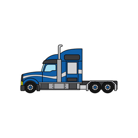 Vector illustration Hand drawn color children trailer truck transportation vehicle clipartのイラスト素材