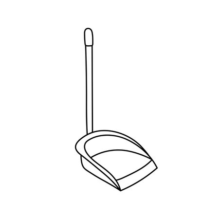 Hand drawn Kids drawing Cartoon Vector illustration long handle dustpan Isolated on White Backgroundのイラスト素材