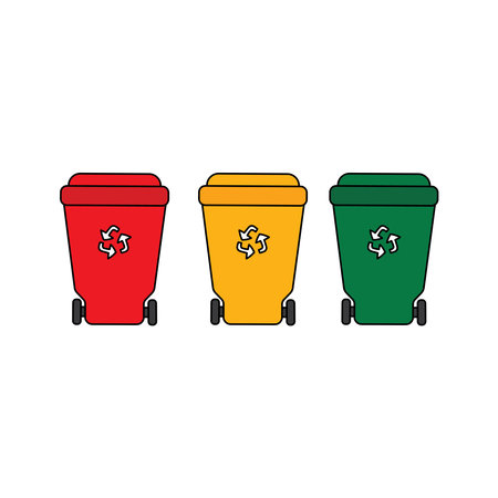 Kids drawing Cartoon Vector illustration set of recycle bin Isolated on White Backgroundのイラスト素材