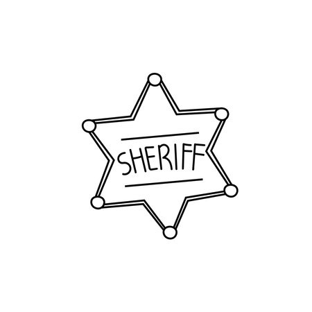 Hand drawn Kids drawing Cartoon Vector illustration sheriff star badge icon Isolated on White Backgroundのイラスト素材