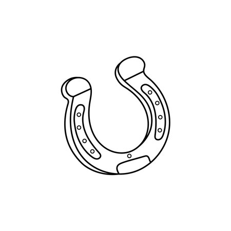 Hand drawn Kids drawing Cartoon Vector illustration horseshoe icon Isolated on White Backgroundのイラスト素材