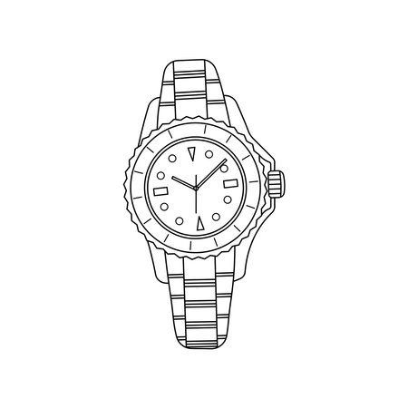 Hand drawn Kids drawing Cartoon Vector illustration flat watch icon Isolated on White Backgroundのイラスト素材